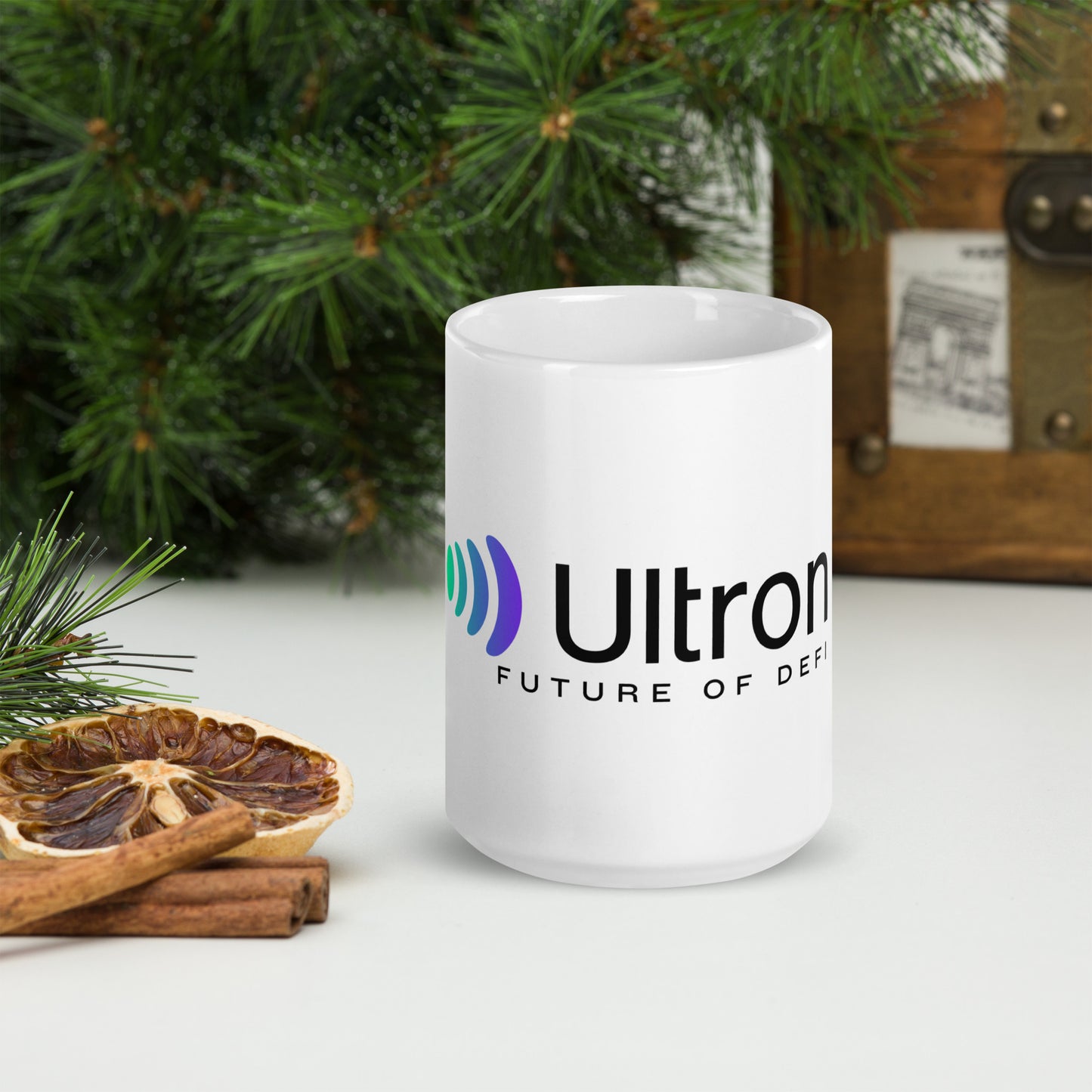Ultron Future Of DeFi White glossy mug