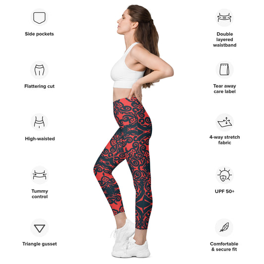 Xmas Red 2 Leggings with pockets