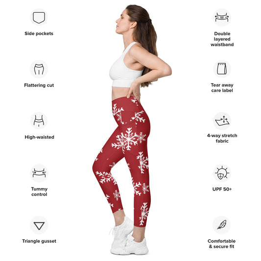 Xmas Snowflakes Leggings with pockets