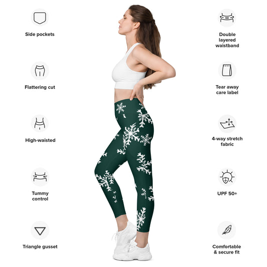 Xmas green Leggings with pockets