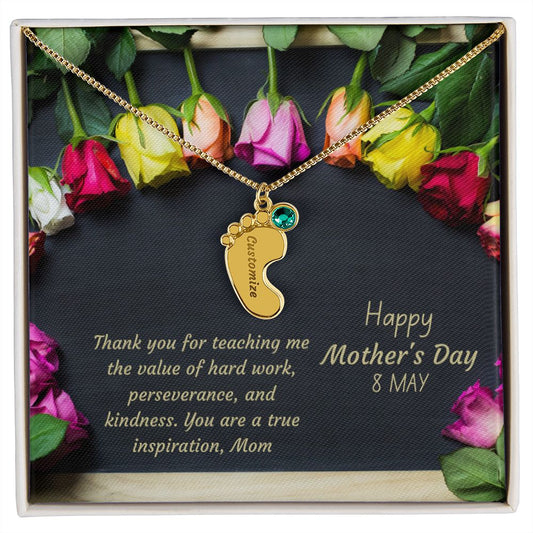 Engraved Baby Feet with Birthstones VII