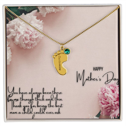 Engraved Baby Feet with Birthstones IV