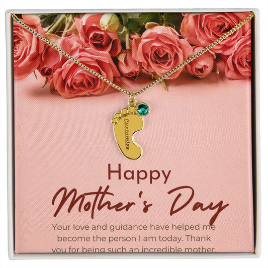 Engraved Baby Feet with Birthstones V