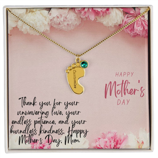 Engraved Baby Feet with Birthstones III