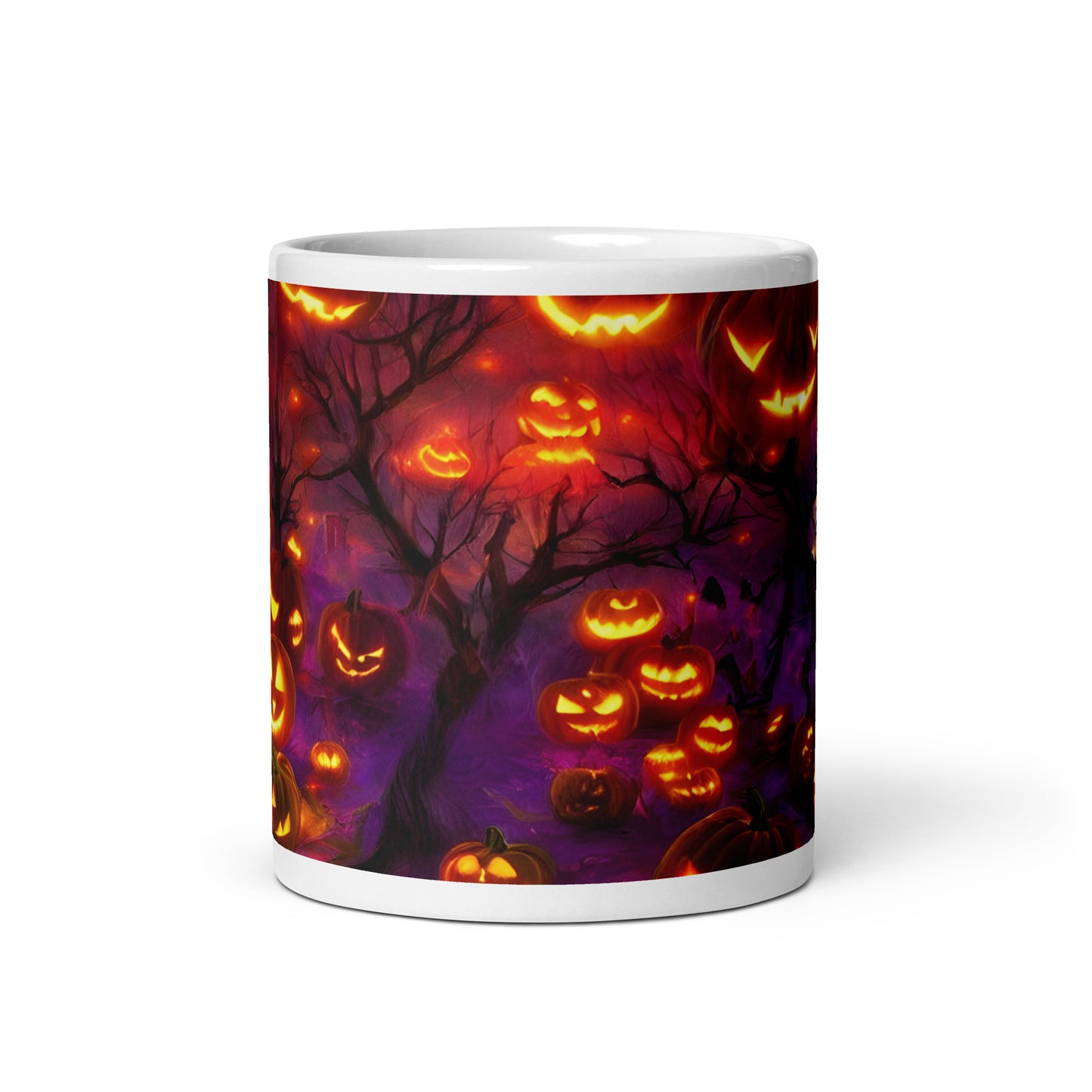Pumpkin Lights White glossy mug