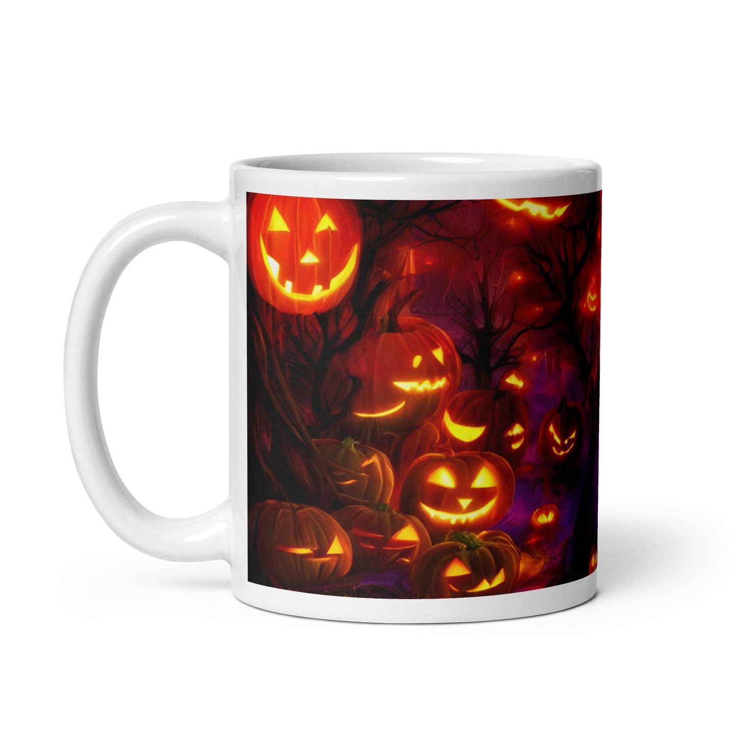 Pumpkin Lights White glossy mug