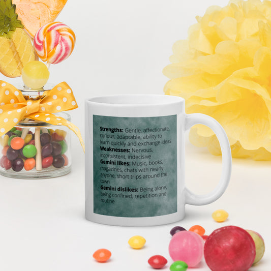 Zodiac Gemini White glossy mug