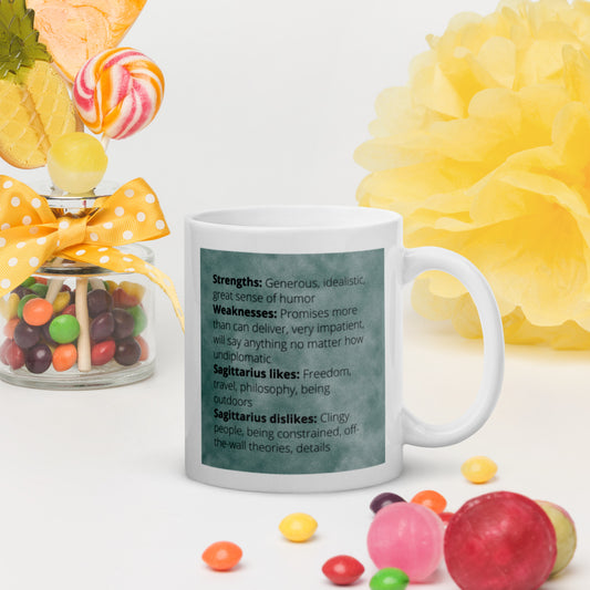 Zodiac Sagittarius White glossy mug