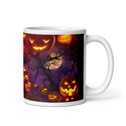 Pumpkin Lights White glossy mug