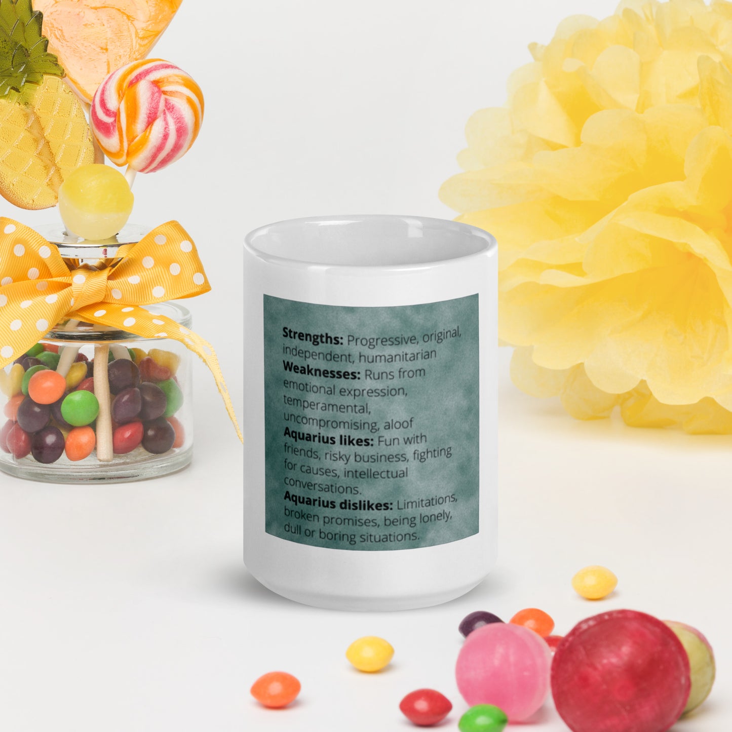 Zodiac Aquarius White glossy mug