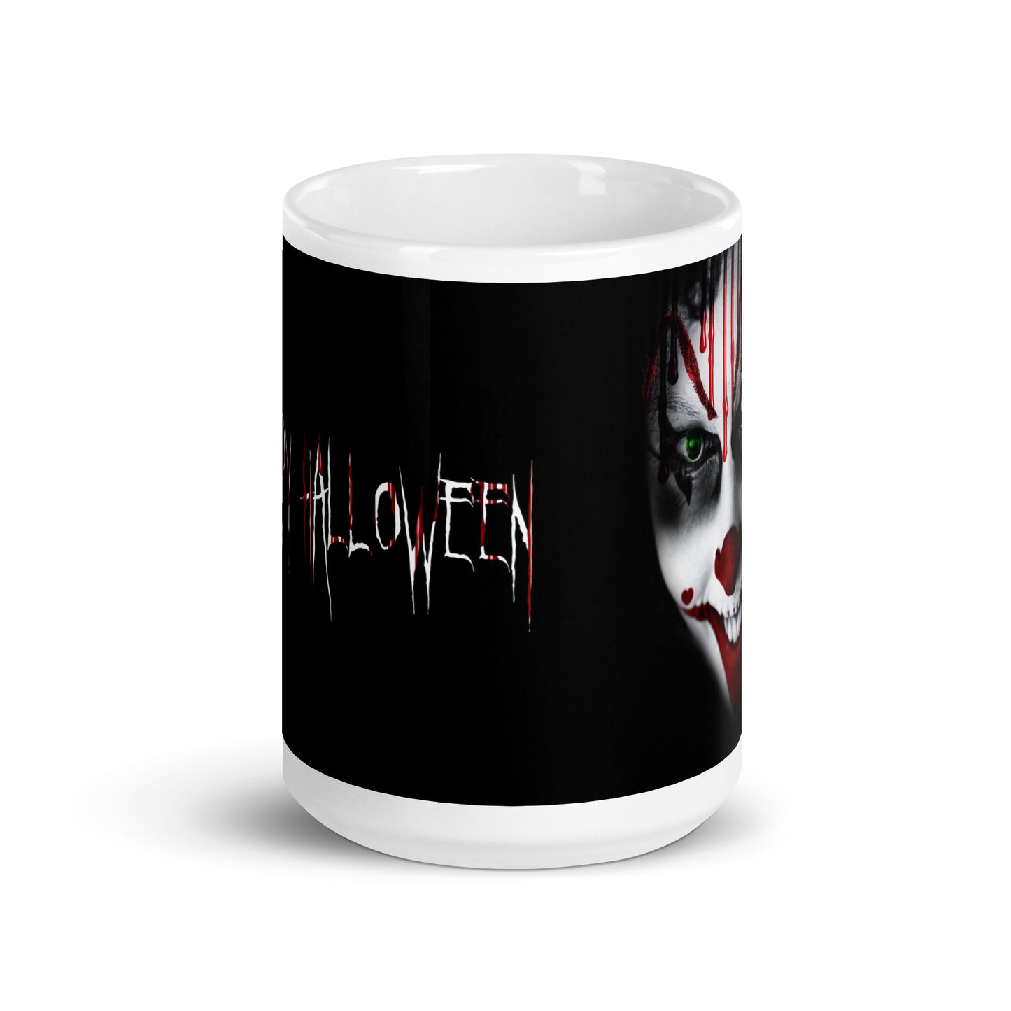 Happy Halloween Clown White glossy mug