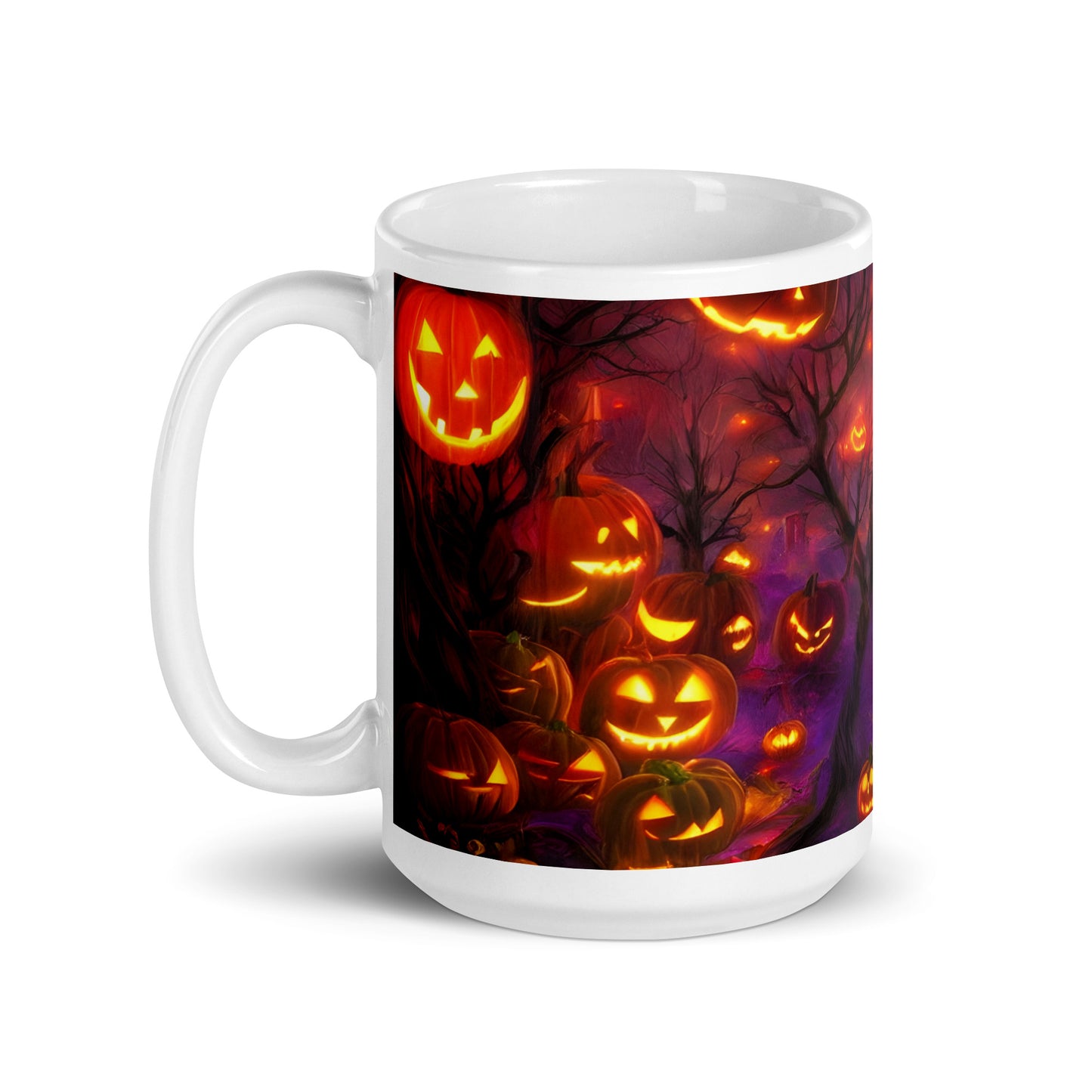 Pumpkin Lights White glossy mug