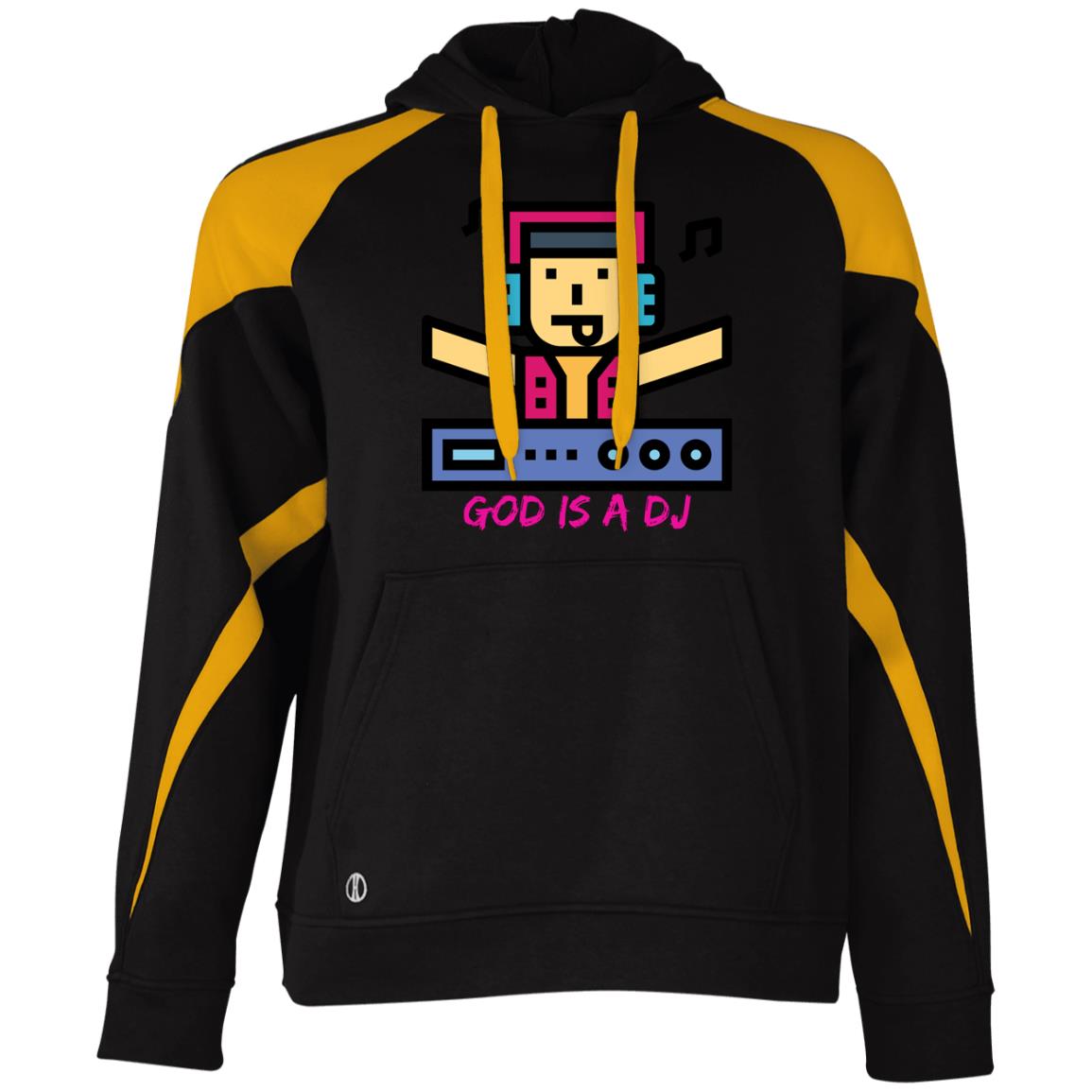 God is A DJ Athletic Colorblock Fleece Hoodie