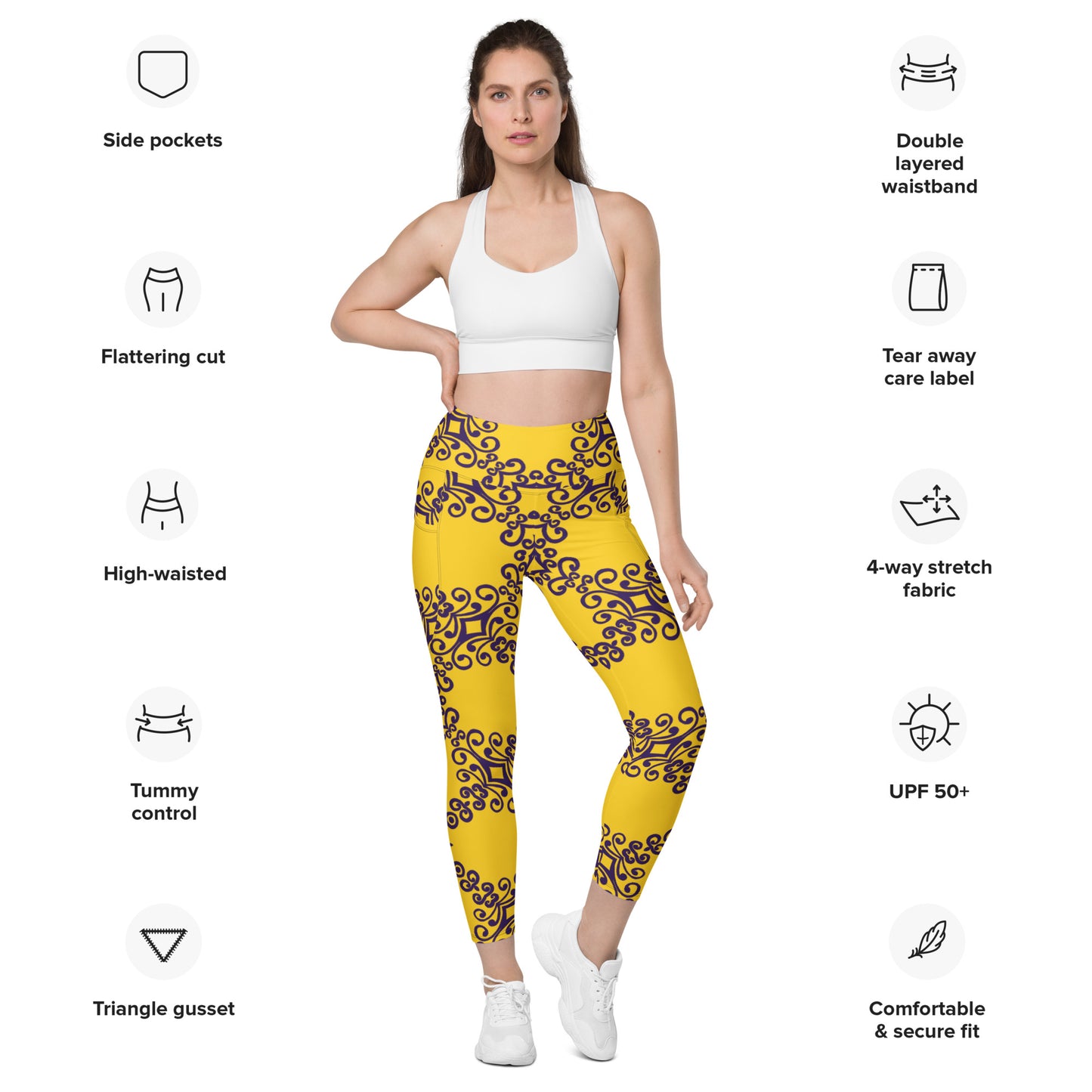 Xmas Yellow Leggings with pockets