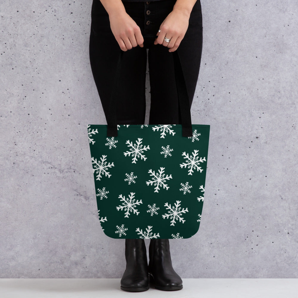 Xmas Green Snowflakes Tote bag