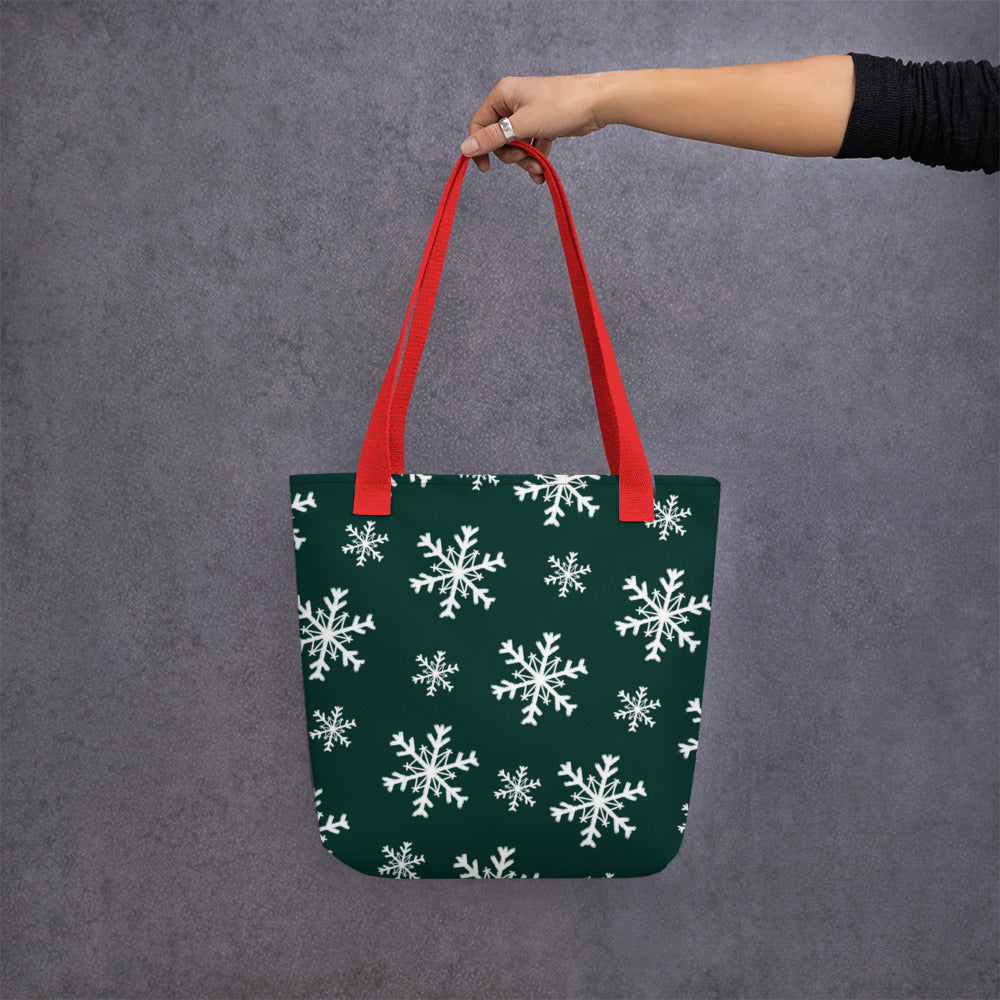 Xmas Green Snowflakes Tote bag