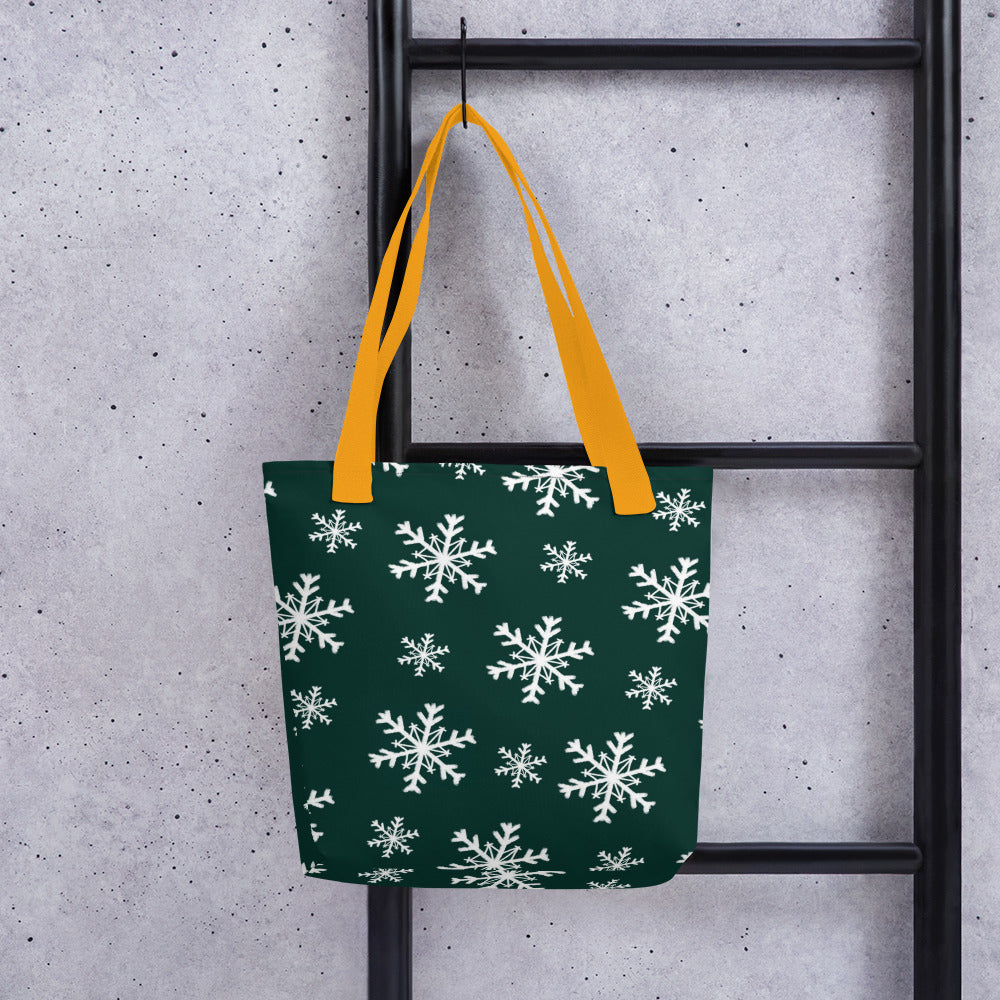 Xmas Green Snowflakes Tote bag