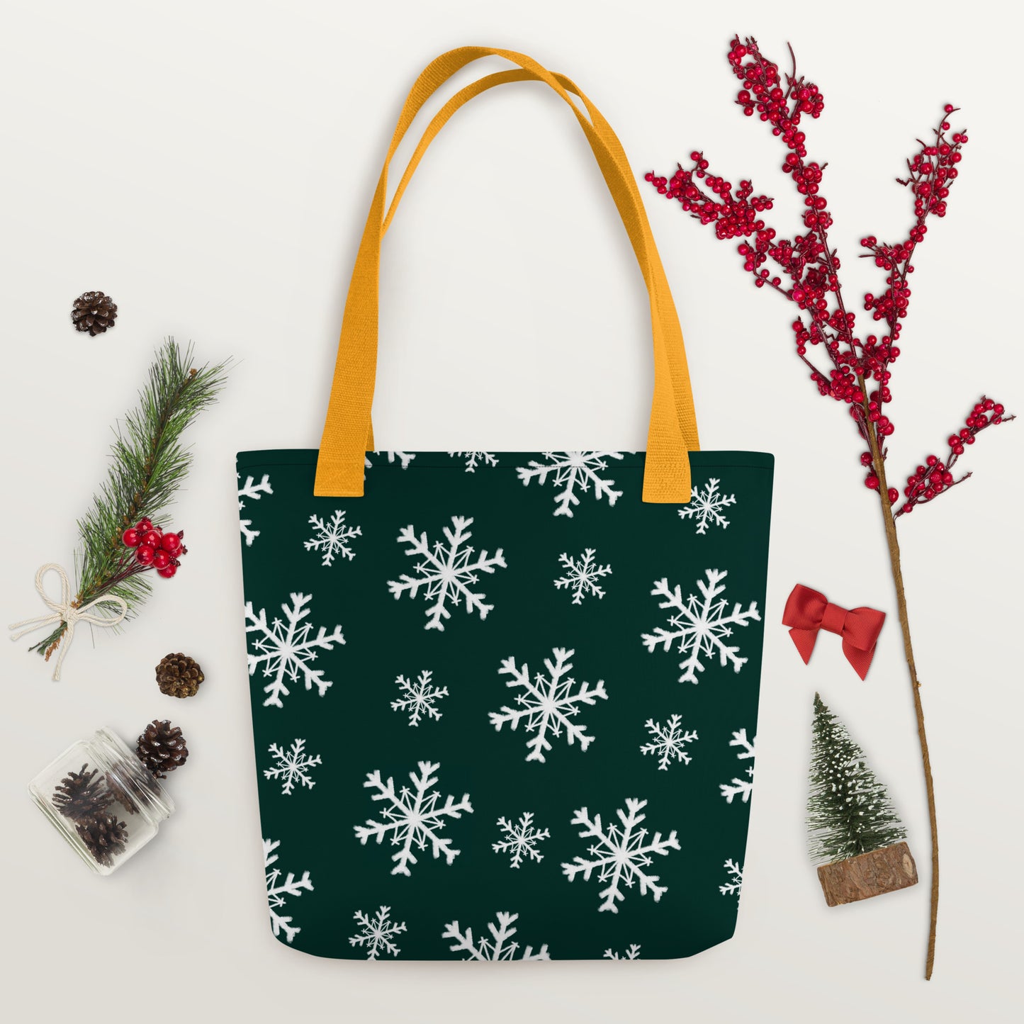 Xmas Green Snowflakes Tote bag