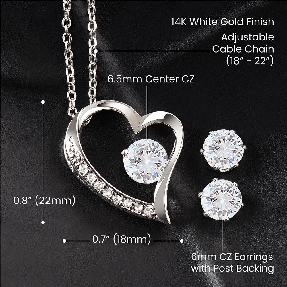 Forever Love Necklace and Clear CZ earrings for Valentine's Day