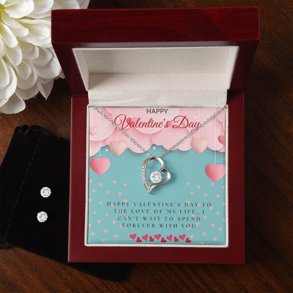 Forever Love Necklace and Clear CZ earrings for Valentine's Day