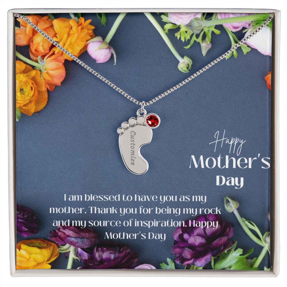 Engraved Baby Feet with Birthstones VI
