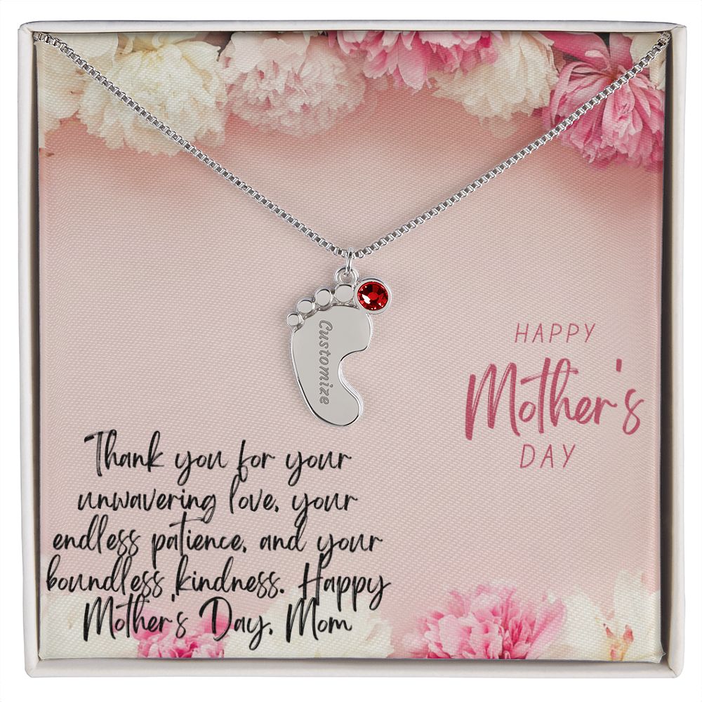 Engraved Baby Feet with Birthstones III