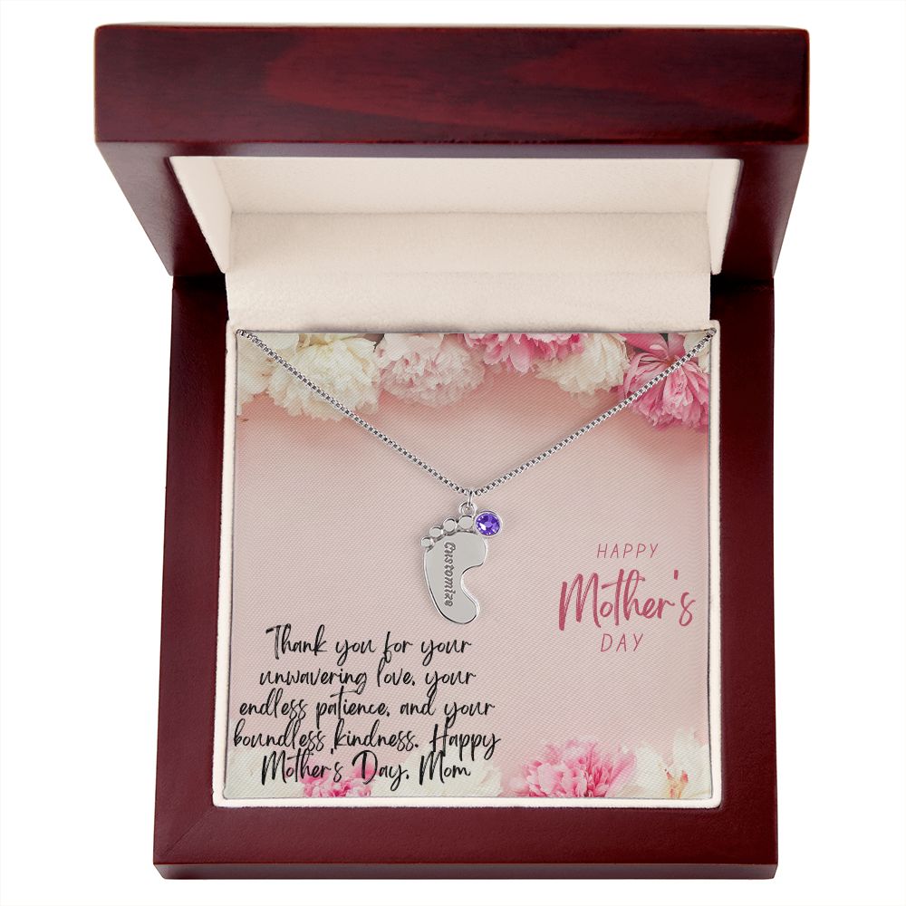 Engraved Baby Feet with Birthstones III