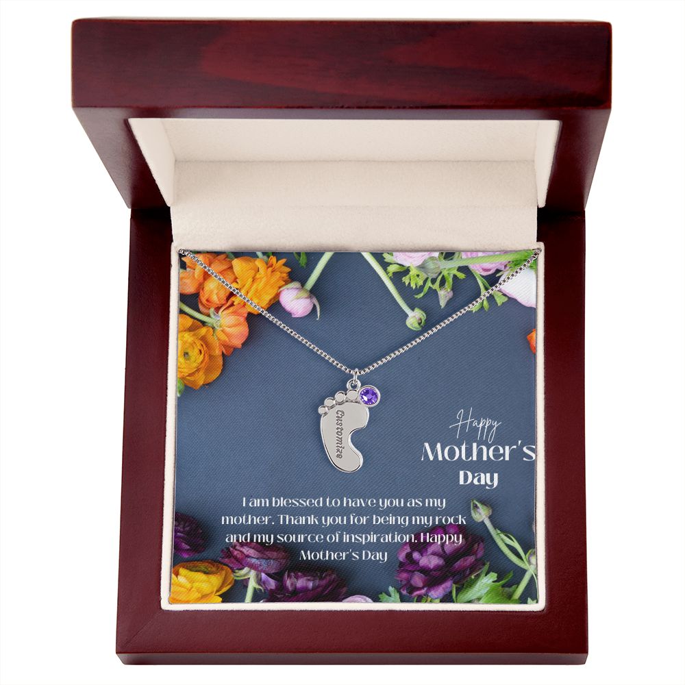 Engraved Baby Feet with Birthstones VI
