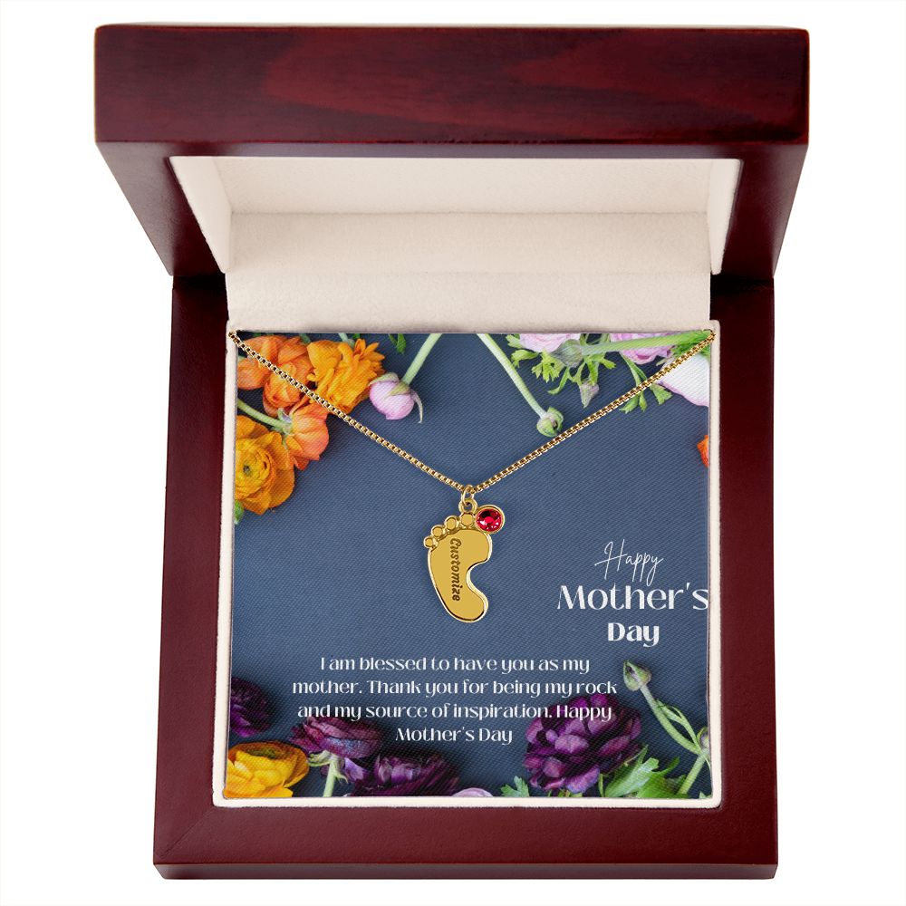 Engraved Baby Feet with Birthstones VI