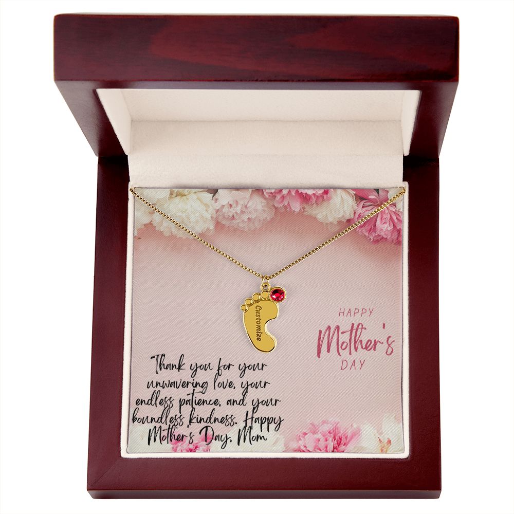 Engraved Baby Feet with Birthstones III