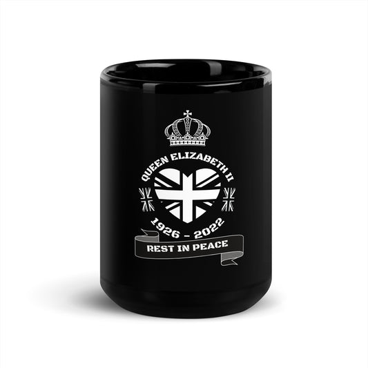 RIP QUEEN EIIR Black Glossy Mug