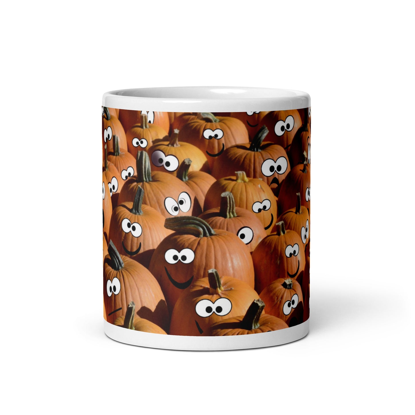 Pumpkin Heads White glossy mug