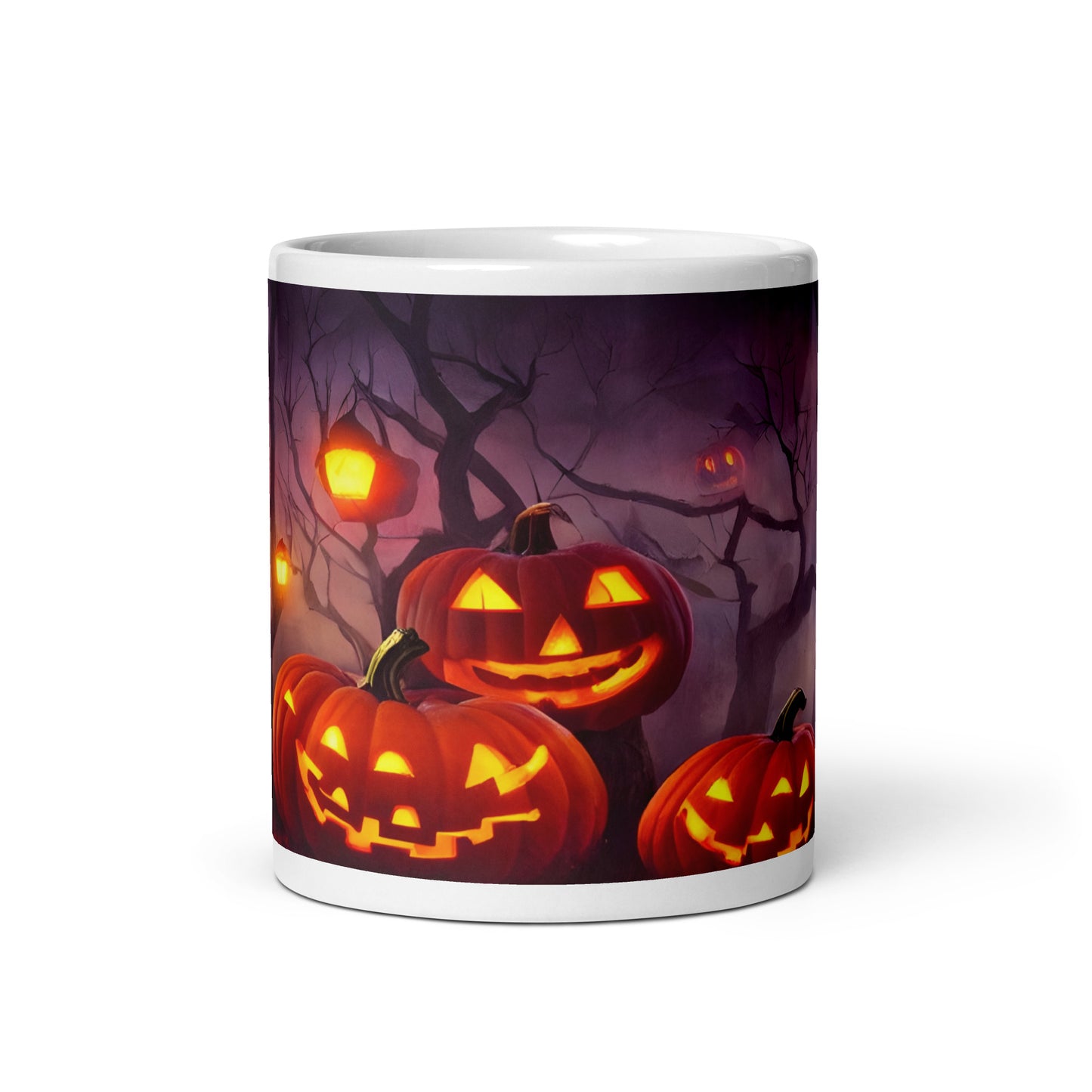 Pumpkin in the Woods White glossy mug