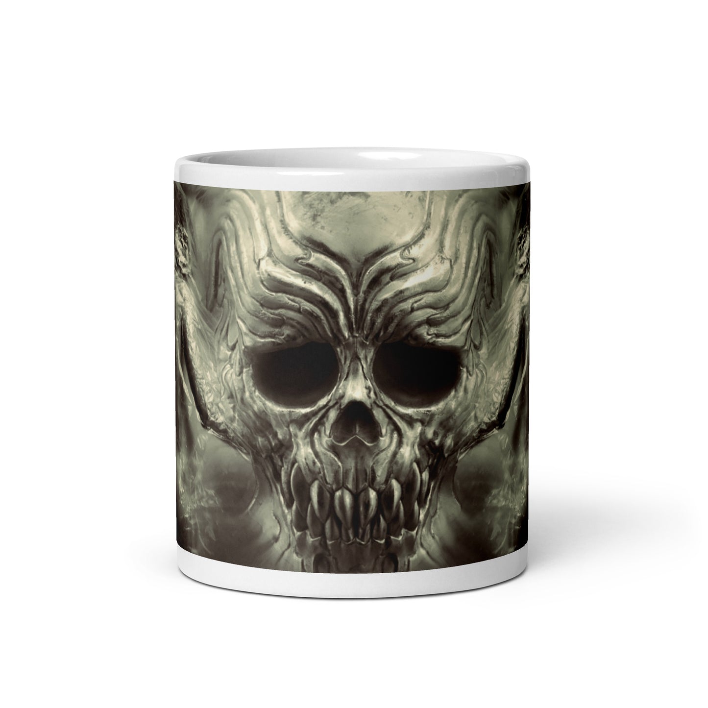 Fantasy Skull White glossy mug