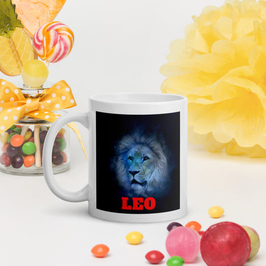 Zodiac Leo White glossy mug