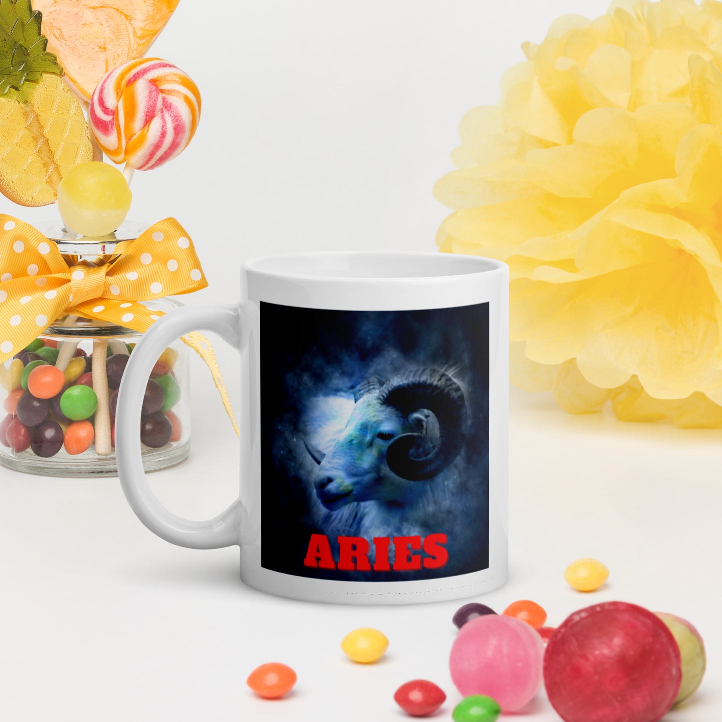 Zodiac Aries White glossy mug