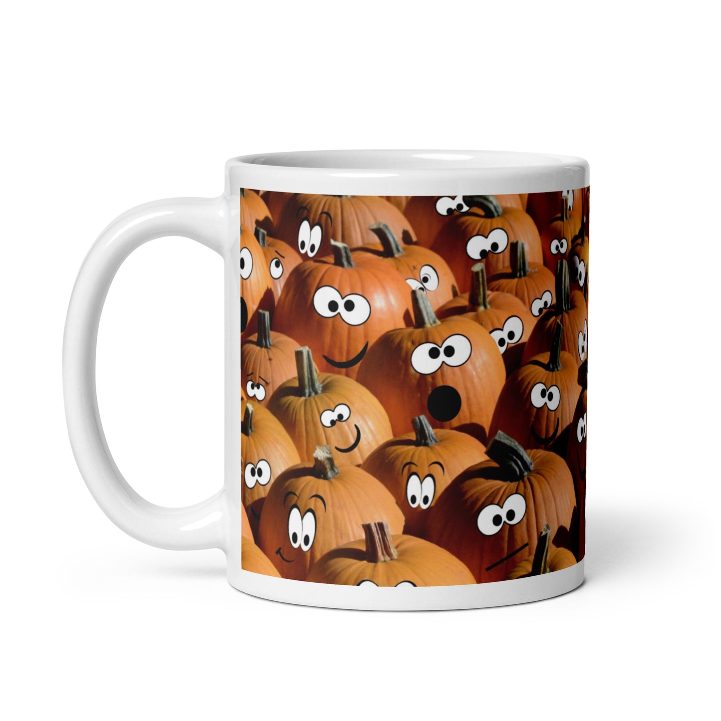 Pumpkin Heads White glossy mug