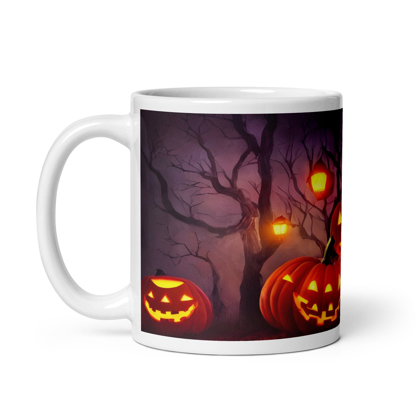 Pumpkin in the Woods White glossy mug