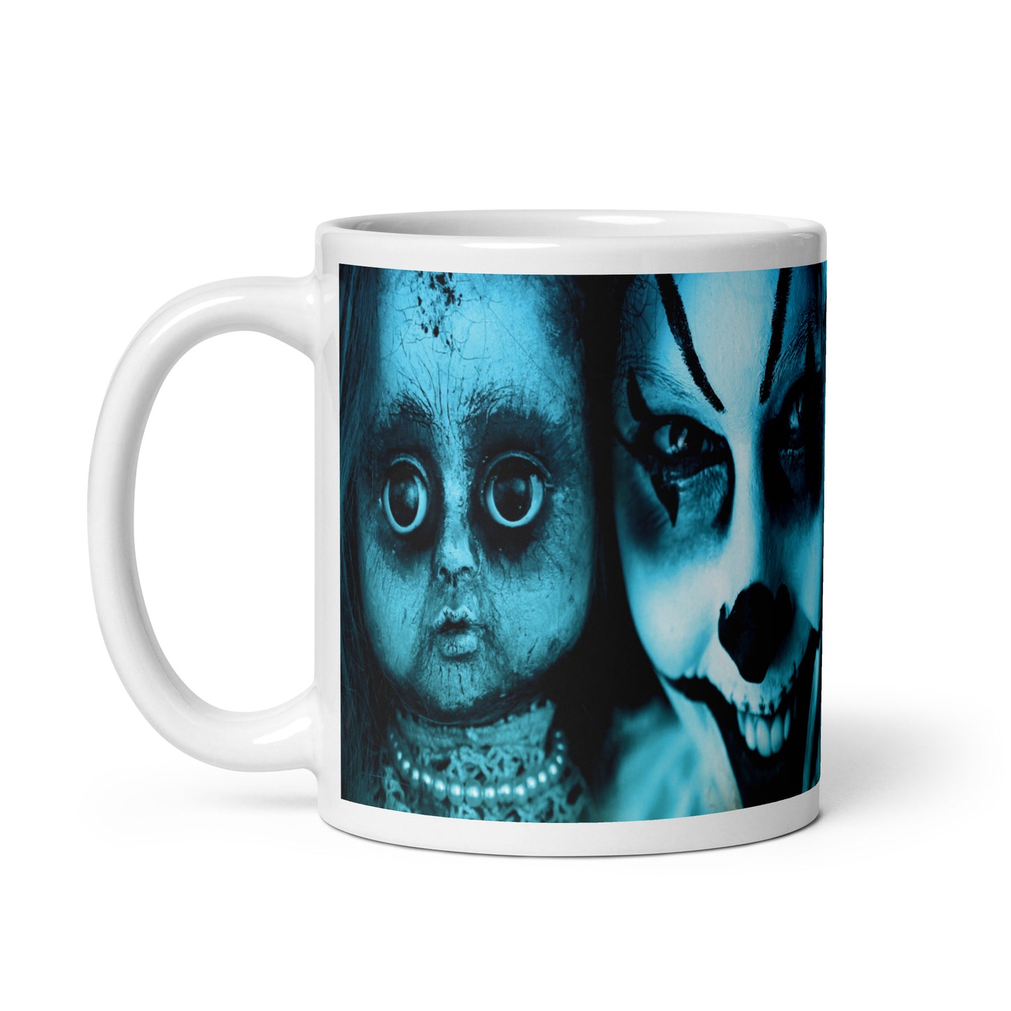 Scary Clowns White glossy mug