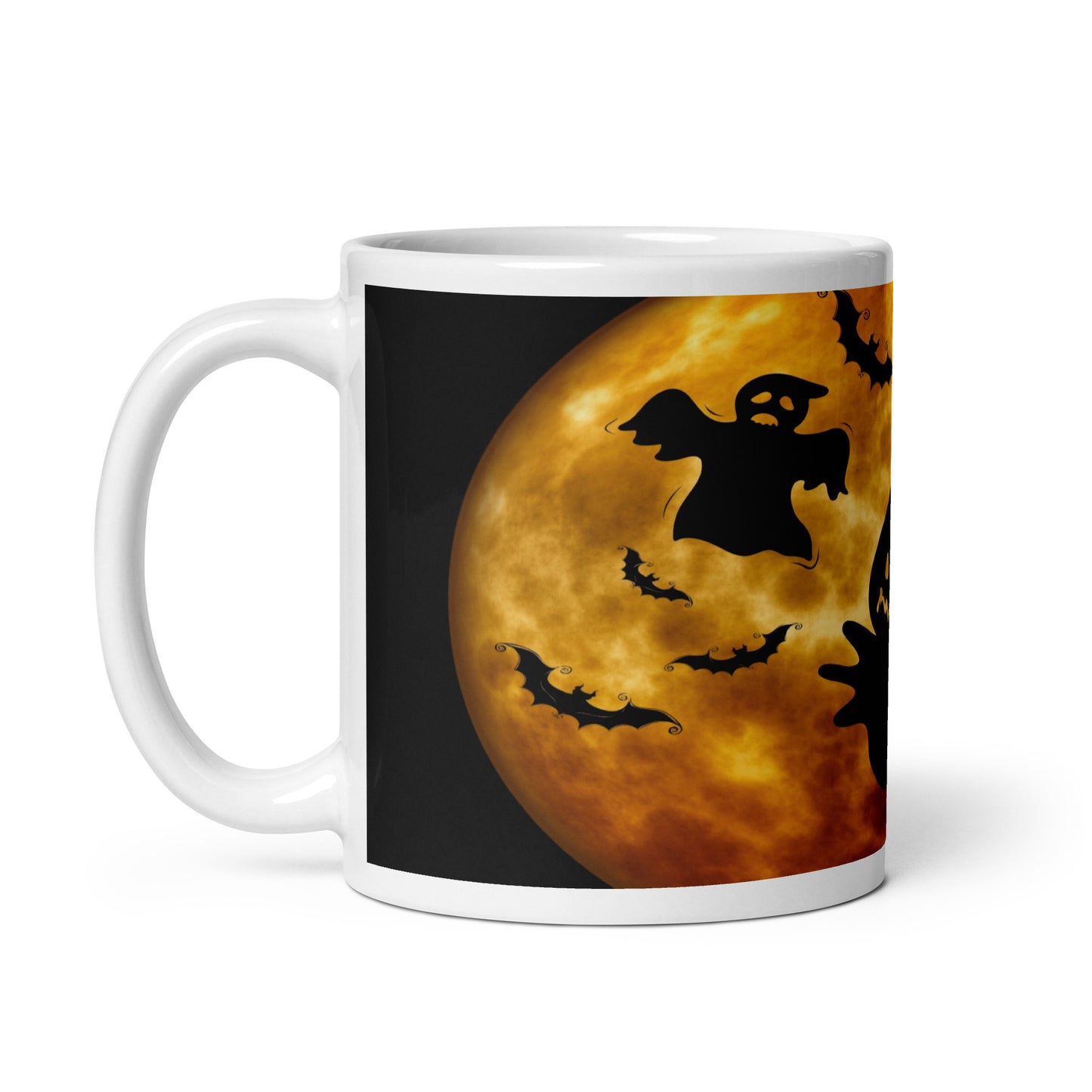 Ghost & Bats White glossy mug