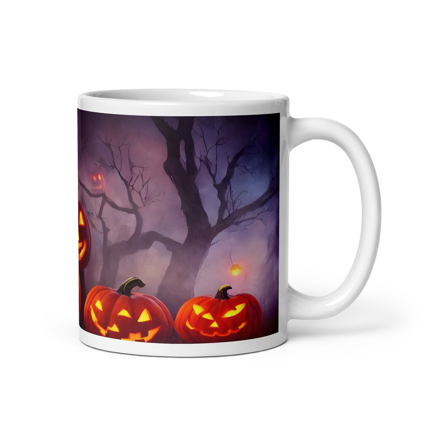 Pumpkin in the Woods White glossy mug