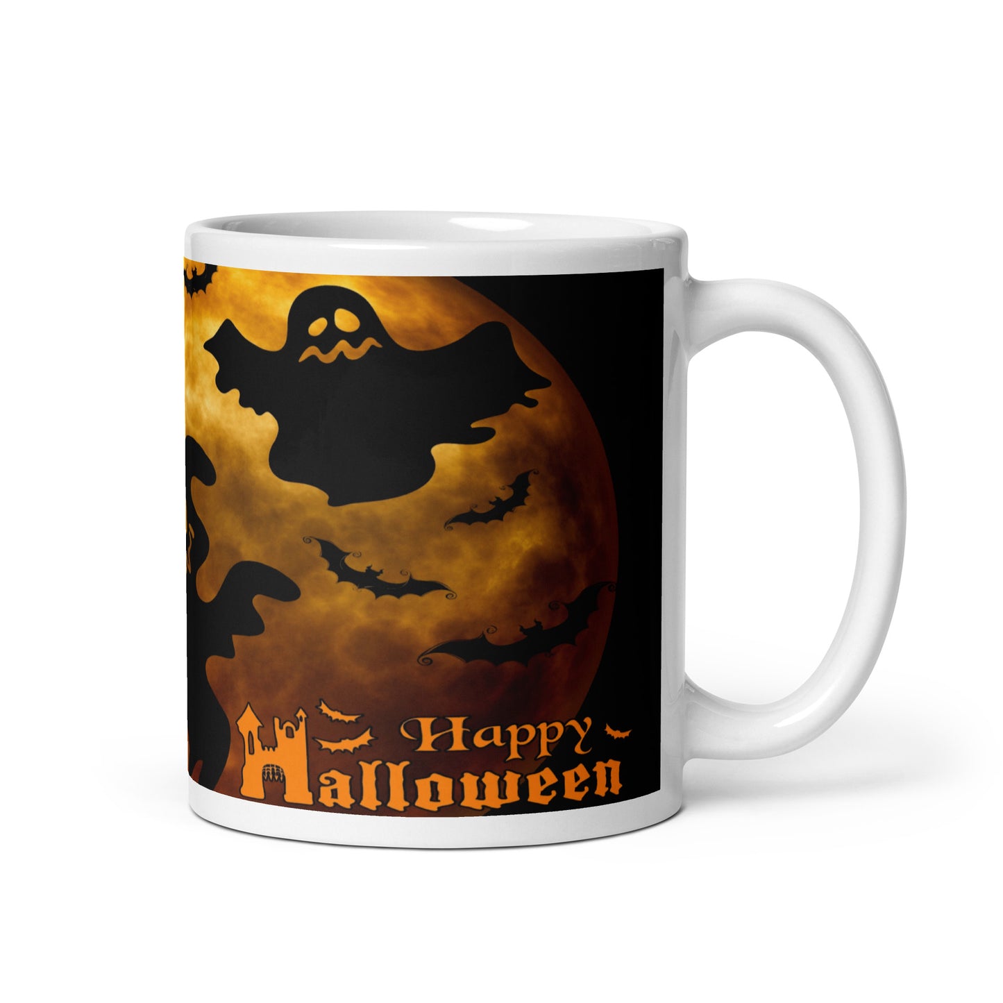 Ghost & Bats White glossy mug