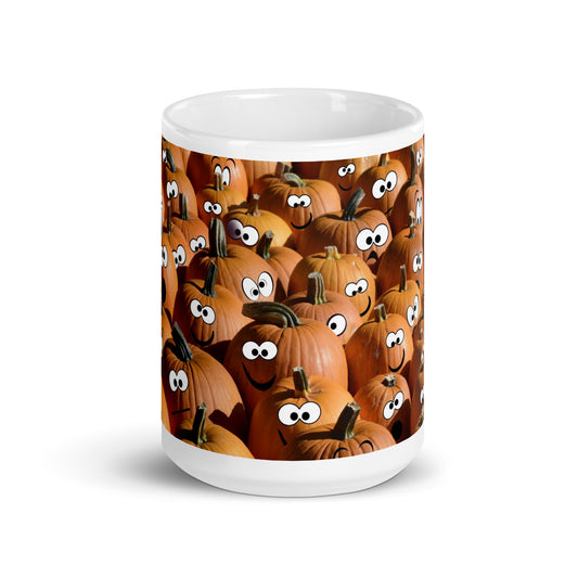 Pumpkin Heads White glossy mug