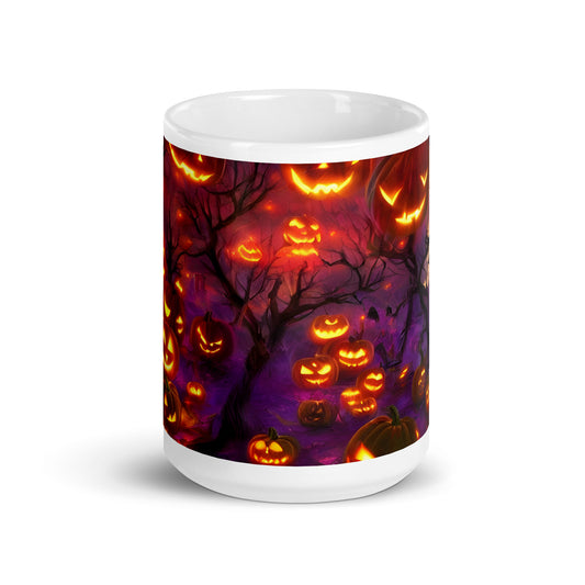 Pumpkin Lights White glossy mug