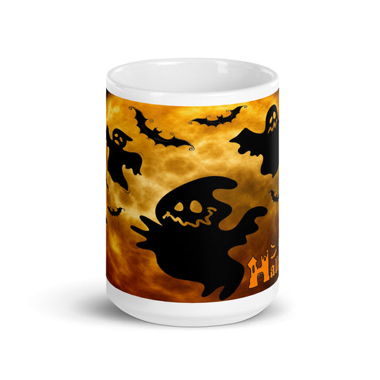 Ghost & Bats White glossy mug