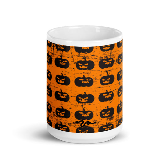 Pumpkin&Snake White glossy mug