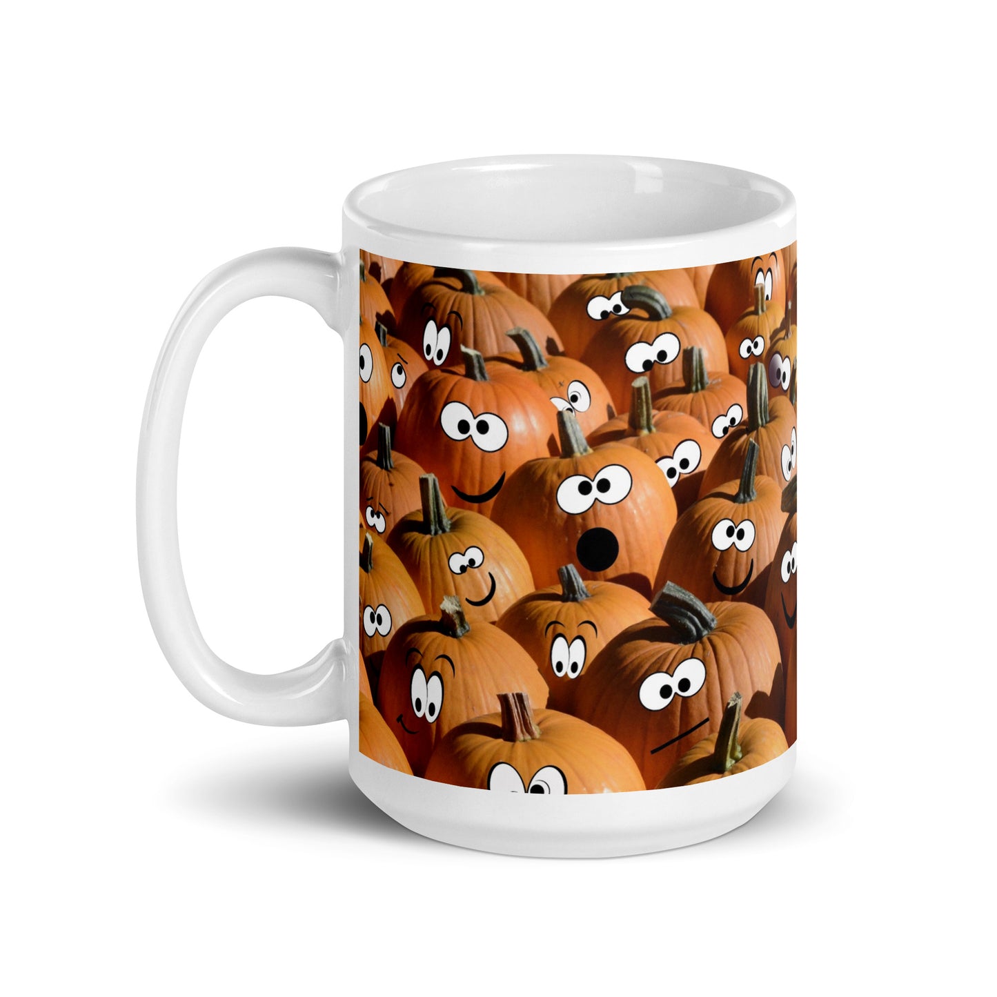 Pumpkin Heads White glossy mug