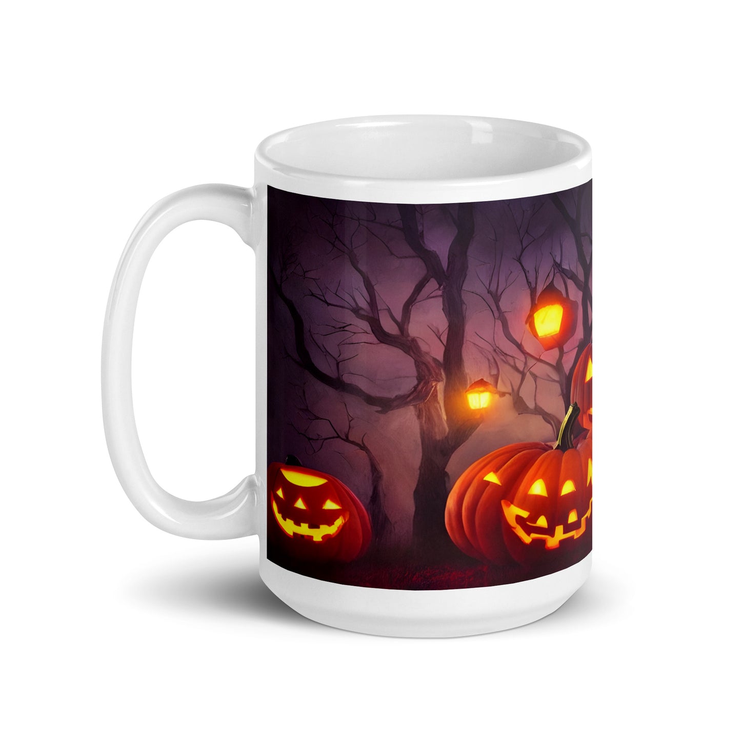 Pumpkin in the Woods White glossy mug