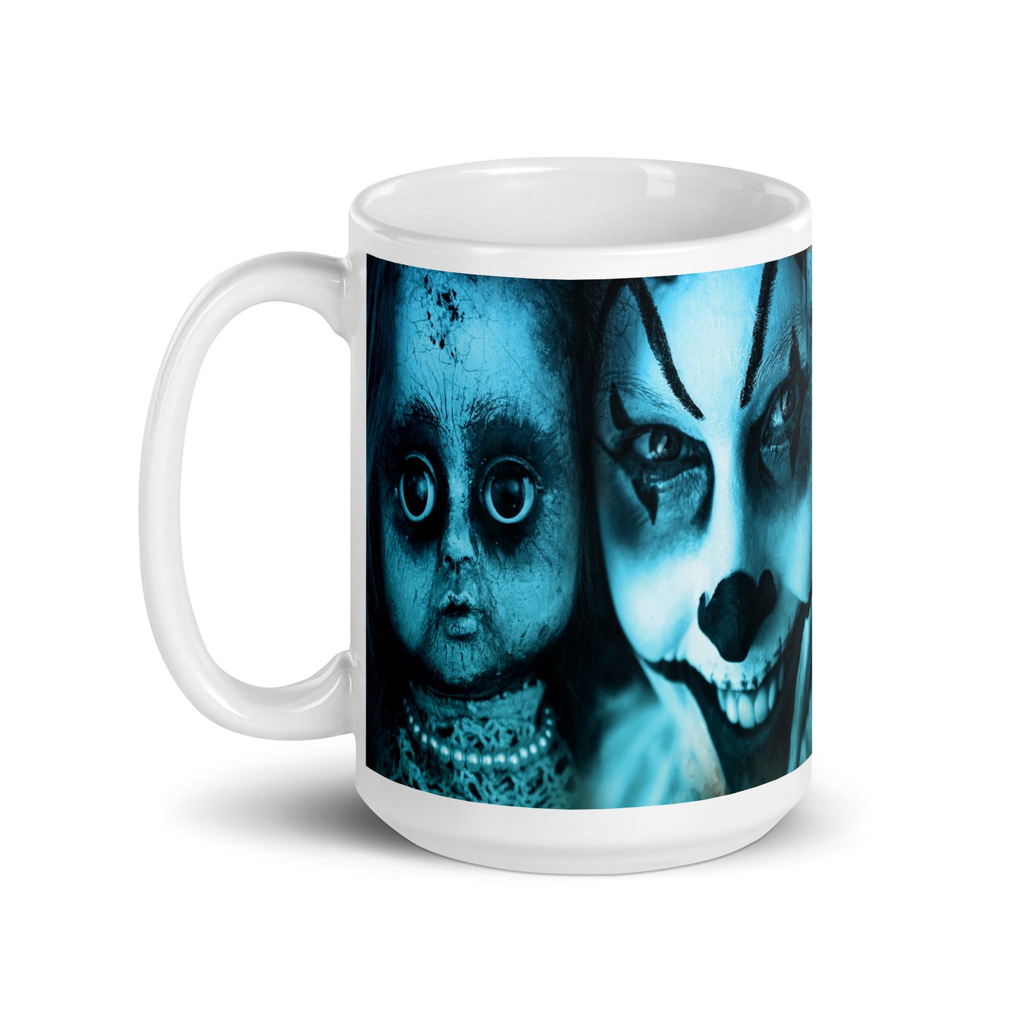 Scary Clowns White glossy mug