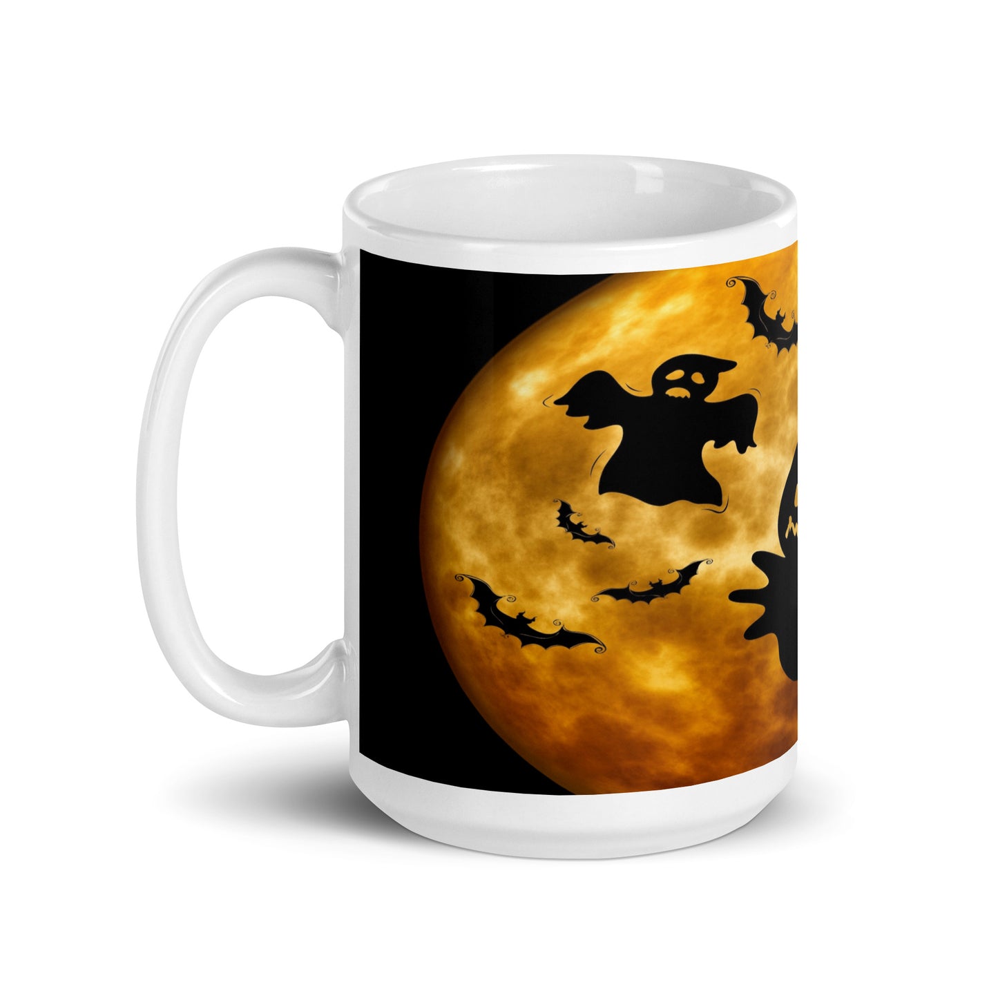 Ghost & Bats White glossy mug